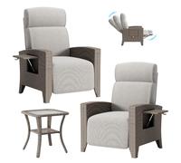 lovtuwr Fauteuil de jardin en rotin facile d'entretien avec fonction détente et table pliante | Montage rapide | Avec housse et coussins épais | Résistant aux intempéries pour la famille, le balcon et