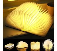 LOVUMMOR Lampe-Livre LED en Bois - Veilleuse d'Ambiance Rechargeable USB, 360° Pliable avec Base Magnétique - Lampe de Chevet/Table & Décoration Enfant (Cadeau Créatif)
