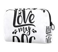 Lovw My Dog Word Trousse de toilette pour femme, trousse de toilette de voyage, grande pochette de maquillage pratique avec fermeture éclair, multicolore, 18.5x7.5x13cm/7.3x3x5.1in, Trousse de