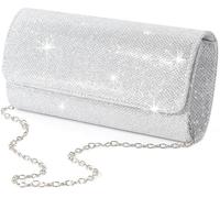 lovyoCoCo Sac de soirée pour femme, sac à main étincelant pour fête, mariage, argent, Argent, Large