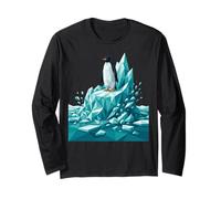 Low Poly Penguin Iceberg Geometric Arctic Graphic Manche Longue