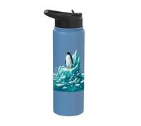 Low Poly Penguin Iceberg Geometric Arctic Graphic Stainless Steel Insulated Water Bottle