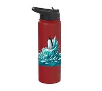 Low Poly Penguin Iceberg Geometric Arctic Graphic Stainless Steel Insulated Water Bottle