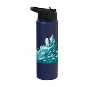 Low Poly Penguin Iceberg Geometric Arctic Graphic Stainless Steel Insulated Water Bottle