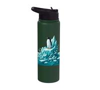 Low Poly Penguin Iceberg Geometric Arctic Graphic Stainless Steel Insulated Water Bottle