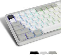 Low Profile 143,PBT Keyboard Keys 75 Percent Shine Through,Keys for ANSI US 60% 65% 75% 80% 100% Cherry MX Switch Mechanical Keyboard,Grey/White