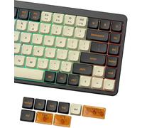 Low Profile Keycaps,Double Shot PBT 60 75 100%,PC Transparent Beige/Dark Black/Orange for Most MX Switches Mechanical Keyboard (Keys Only)