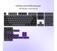 Low Profile Keycaps,Double Shot PBT Keys 60 75 100%,PC Transparent Dark Grey/Purple for Most MX Switches Mechanical Keyboard (Keys Only)