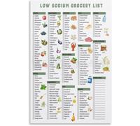 Low Sodium Grocery List Poster Heart Healthy Foods Guide Chart Educational Kitchen Wall-Art Bedroom Living Room Decor(Unframed,08x12inch(20x30cm))