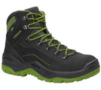 LOWA Renegade Work GTX Green Mid S3S CI Chaussures de sécurité pour homme et femme en cuir/textile, embout en acier, légères, sportives, Noir/vert, 40 EU