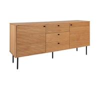 LOWAN - Buffet 3 Tiroirs 2 Portes Effet Tasseaux Teinté Chêne Clair