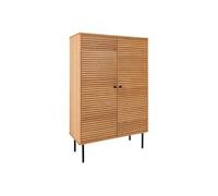 LOWAN - Buffet Haut 2 Portes Effet Tasseaux Teinté Chêne Clair -