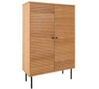 LOWAN - Buffet Haut 2 Portes Effet Tasseaux Teinté Chêne Clair - Altobuy