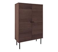 LOWAN - Buffet Haut 2 Portes Effet Tasseaux Teinté Chêne Foncé - Altobuy