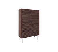 LOWAN - Buffet Haut 2 Portes Effet Tasseaux Teinté Chêne Foncé - HOUSE_NORDIC