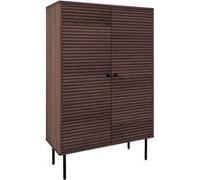 LOWAN - Buffet Haut 2 Portes Effet Tasseaux Teinté Chêne Foncé - Altobuy