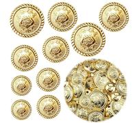 Lowats Boutons Blazer en Métal 50 Pièces - Doré Décoratif Vintage - Rond avec Tige 15mm 18mm 23mm 25mm 30mm