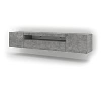 Meubles TV BIM Furniture Meuble TV bas universel AURA 200 cm à suspendre ou à poser Béton sans LED