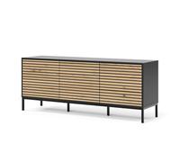 Lowboard Eliza, 150x60cm avec 3 tiroirs, Chêne de force doré/Anthracite, Vicco 55180