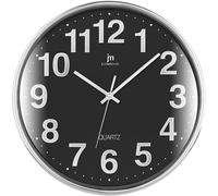 Lowell Justaminute 00816 Horloge murale à quartz Cercle Noir, Chrome