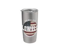 Lowell Massachusetts Drapeau américain vintage Gobelet isotherme en acier inoxydable double paroi