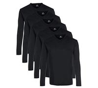Lower East Basic Langarm-Shirts für Herren mit V-Ausschnitt 5er Pack aus 100% Baumwolle I Shirt Herren Longsleeve in vielen Farben M Schwarz