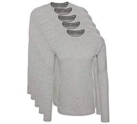 Lower East Basic Rundhals Langarm-Shirts für Herren 5er Pack aus 100% Baumwolle I Shirt Herren Longsleeve in vielen Farben XL Hellgrau Melange