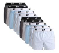 Lower East Boxers américain avec ceinture élastique, Hommes, Bleu clair/Gris (lot de 10), 4XL