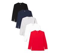 Lower East Chemise à manches longues avec col en V, Hommes, Noir/Blanc/Gris chiné/Bleu foncé/Rouge (lot de 5), M