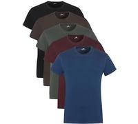 Lower East Le105 Lot de 5 t-Shirts pour Homme, Noir, Vert foncé, Bordeaux, Bleu Denim, Taupe, XL