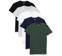 Lower East T-shirt avec col rond, Hommes, Blanc/Noir/Gris/Bleu foncé/Vert (lot de 5), M