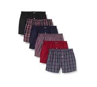 Lower East Le150 Boxershorts Homme, 6er Set, American, Bleu Marine/Noir/Bordeaux, L