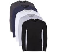 Lower East Lot de 5 t-Shirts à Manches Longues pour Homme, Noir, Anthracite, Bleu foncé, Blanc, Gris Clair mélangé, M