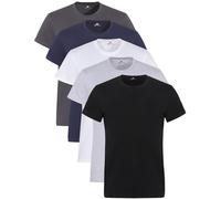 Lower East Lot de 5 t-Shirts pour Homme, Noir, Anthracite, Bleu foncé, Blanc, Gris Clair mélangé, XL
