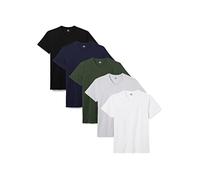 Lower East T-shirt avec col en V, Hommes, Blanc/Noir/Gris/Bleu/Vert (lot de 5), 2XL