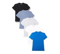 Lower East LE105 T-Shirt, Noir/Bleu Fumée/Bleu Roi/Gris Clair Chiné/Blanc, S (Lot de 5) Homme