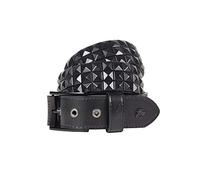 Lowlife of London Belts Ceinture en cuir cloutée triple S à 3 rangées de pyramides cloutées Punk Goth Rock Pyramide Ceinture cloutée Clous en métal Trois rangées de rivets pour homme et femme, noir
