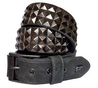 Lowlife of London Belts Ceinture en cuir cloutée triple S à 3 rangées de pyramides cloutées Punk Goth Rock Pyramide Ceinture cloutée Clous en métal Trois rangées de rivets pour homme et femme, ardoise