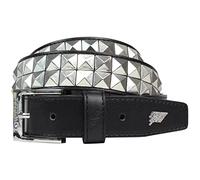 Lowlife of London Belts Dub Ceinture en cuir pyramide cloutée à 2 rangées de rivets pour homme et femme, noir/argenté, 40" - 42" Waist (XL)