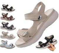 LOWVEDGK Women's Orthopedic Sport Sandals Arch Support Hiking, Comfortable Walking Sandals with Cushion Foam & Back Strap Non-Slip Orthotic Recovery Shoes (Grey,43)