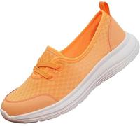LOWVEDGK Women's Soft Sole Mesh Comfort Orthopedic Shoes Orthopedic Loafers in Breathable Orthopedic Shoes for Women Casual Slip-on Shoe (Orange,6.5 UK)