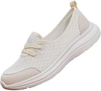 LOWVEDGK Women's Soft Sole Mesh Comfort Orthopedic Shoes Orthopedic Loafers in Breathable Orthopedic Shoes for Women Casual Slip-on Shoe (White,6 UK)