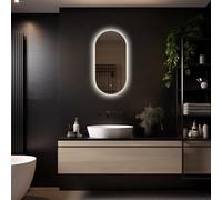 LoXa - Miroir de salle de bain ovale Aurelia avec LED 40 x 80 - Intensité variable - Plat sans buée - Miroir moderne - Qualité durable
