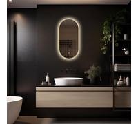 Loxa - Miroir de salle de bain ovale Vienna avec LED 40x80cm - Cadre noir - Intensité variable - Plat sans buée - Qualité durable - Installation facile