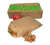 Loxato 1000 Lot Sac Papier Kraft - Sachet Kraft Alimentaire, Sandwich - Emballage Alimentaire Boulangerie, Patisserie, Bonbon, Café - Sachet Papier Kraft 15 x 6,5 x 28 cm