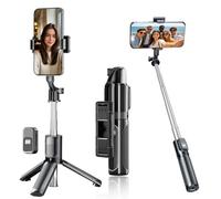 loxeu Mini Perche Selfie 70cm Télécommande Trépied Support Smartphone Noir | Perche Selfie Extensible Télescopique avec Télécommande Amovible Vlog Vidéo Live Streaming pour iPhone Samsung Huawei GoPro