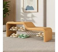 Loxiru Home Banc à Chaussures avec siège rembourré, Meuble d'entrée Stable | Design pliable, structure métallique robuste, siège ergonomique, gain de place(Orange,47.2*35*40cm)