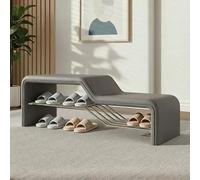 Loxiru Home Banc à Chaussures avec siège rembourré, Meuble d'entrée Stable | Design pliable, structure métallique robuste, siège ergonomique, gain de place(Gray,47.2*35*40cm)