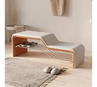 Loxiru Home Banc à Chaussures avec siège rembourré, Meuble d'entrée Stable | Design pliable, structure métallique robuste, siège ergonomique, gain de place(Beige+Orange,47.2*35*40cm)