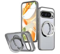 LOXO CASE Coque à Anneau Magnétique Rotatif pour Google Pixel 9, Gris | Anneau Magnétique Rotatif et Pliable, Dos Mat, Bords d’Écran et de Caméra Surélevés, Cadre et Panneau Arrière Séparés